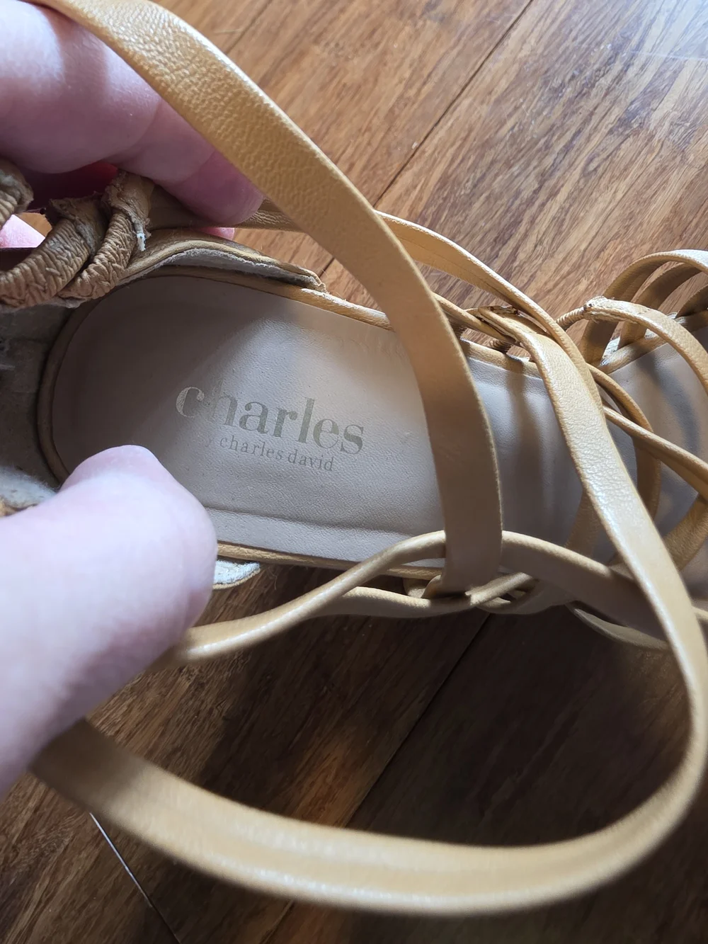Charles by Charles David Tan Strappy Cork Wedge Sandals